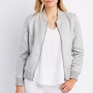 Faux Suede Bomber Jacket
